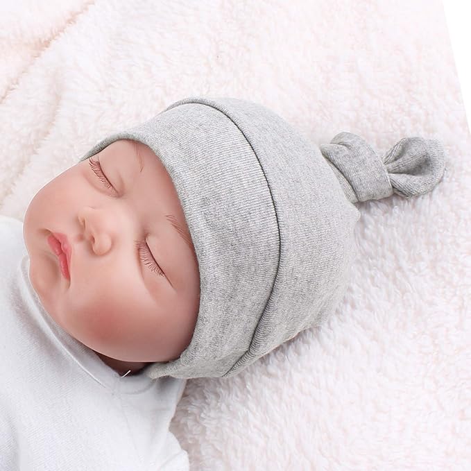 JANGANNSA Newborn Baby Hat Infant Baby Boys Beanie Top Knot Stretchy Hats for Girls 100% Organic Cotton