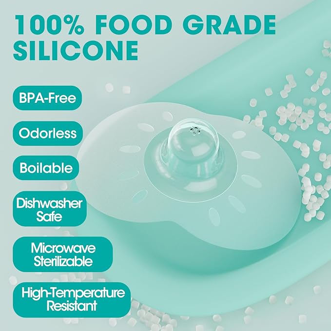 CheriBaby Nipple Shield, Contact Nipple Shield for Breastfeeding with Difficulty Sucking or Flat or Inverted Nipples, 2 Pair with Carrying Case, 100% Food Grade Silicone, BPA/BPS Free, (S-17mm)