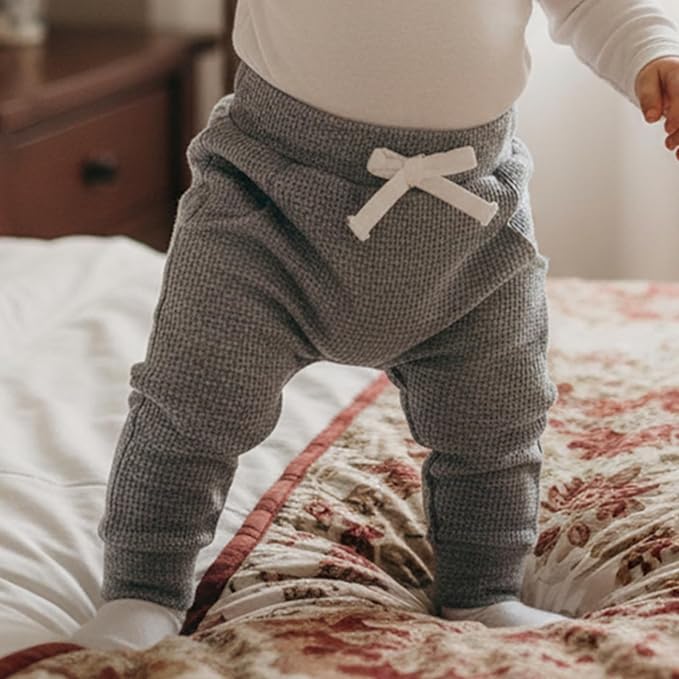 Sejardin Toddler Baby Boy Girl Pants 3 Pack Solid Color Elastic Waist Jogger Sweatpants Newborn Infant Casual Bottoms