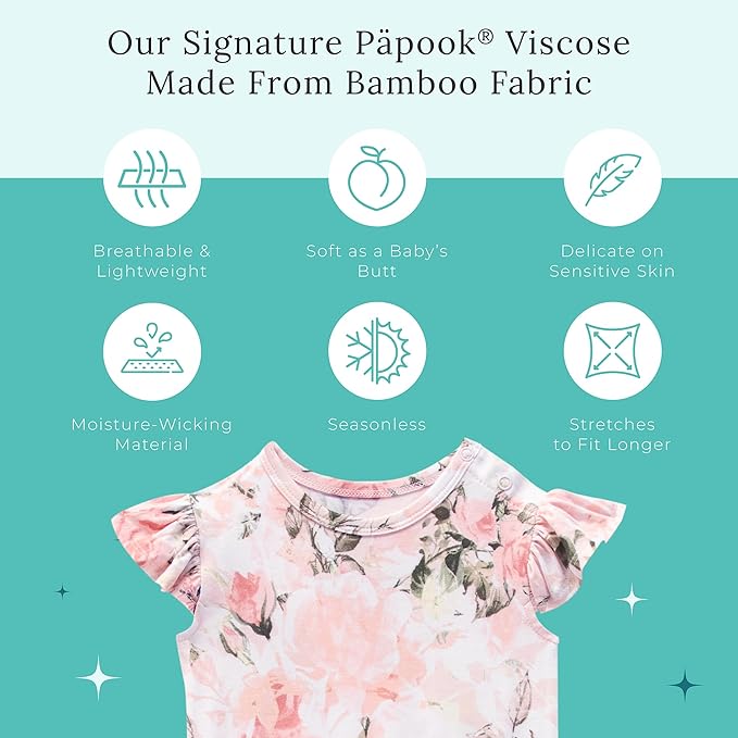 Posh Peanut Baby Girl Pajamas – Ruffled Cap Sleeve Romper PJs – Soft Viscose from Bamboo One-Piece for Babies & Toddlers