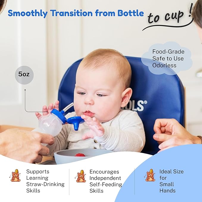 TalkTools Honey Bear Straw Cup, Dishwasher Safe Baby Drinking Bottle, Premium Food-Grade Material, Honeybear Sippy Cup for Ages 4+ Months, Trainer for Babies, Kids and Toddlers (Single 5oz)