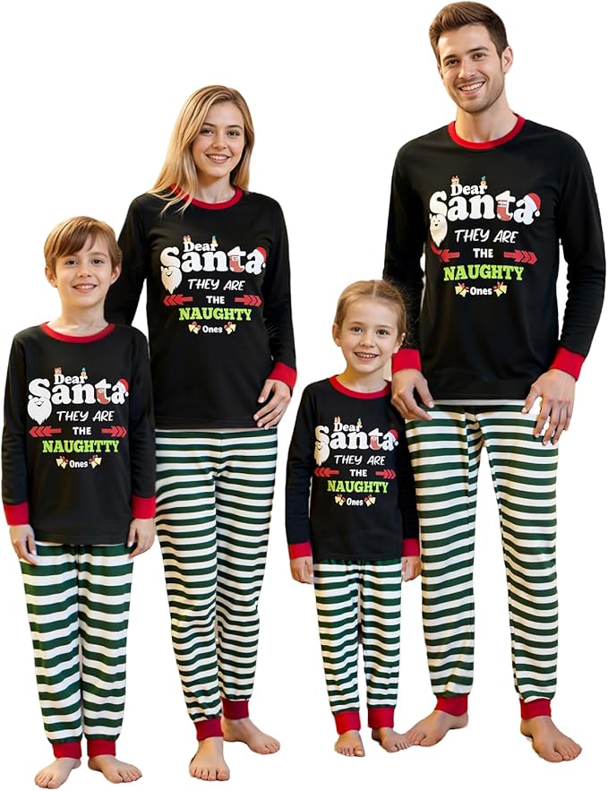 Awoscut Christmas Family Matching Pajamas Christmas Pjs Holiday Nightwear Sleepwear Sets Long Sleeve Pjs