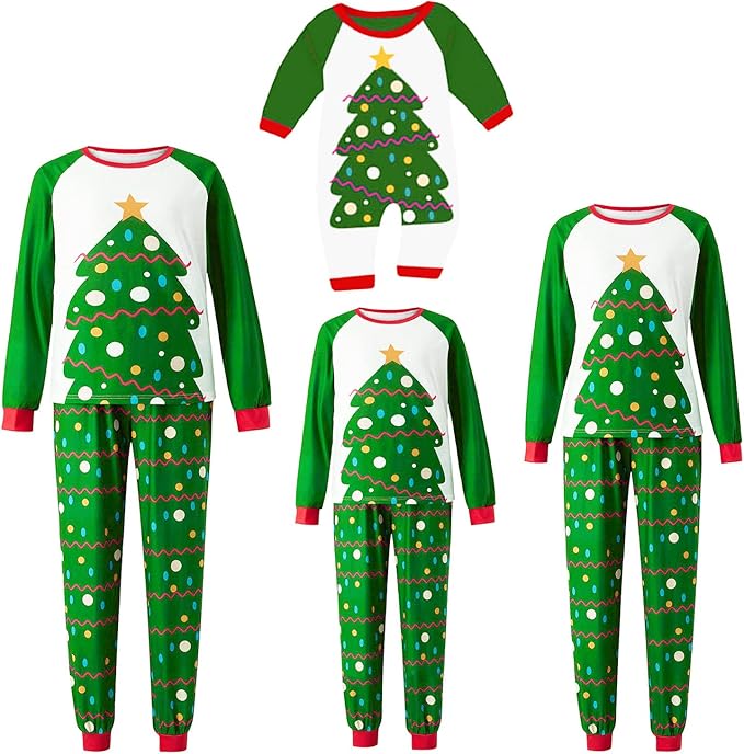 Awoscut Christmas Family Matching Pajamas Christmas Pjs Holiday Nightwear Sleepwear Sets Long Sleeve Pjs