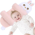 Kariney Baby Pillow, Compariston All-Season Breathable Pillow for Baby Development, Organic Cotton Adjustable Infant Head Cushion (Pink,Rabbit)