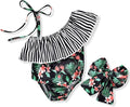 Toddler Baby Girls Ruffles Bikini One Piece Swimsuits Floral Off Shoulder Swimwear Beach Bathing Suit