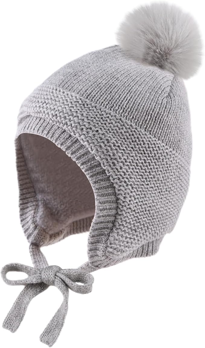 JANGANNSA Basic Winter Baby Boys Beanie Pompom Knitted Girls Hat Kids Earflap Beanies Warm Infant Toddler Hats