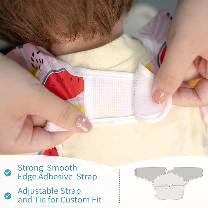 3 Pcs Long Sleeved Bib Set|Baby Waterproof Bibs with Pocket Bundle|Toddler Bib with Sleeves|Stain Resistance Smock 6-24 Month
