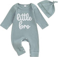 Fernvia Newborn Baby Boy Clothes Letters Print Bodysuit 3 6 9 12 18 Months Long Sleeve Jumpsuit with Hat 2PCS Outfits Set