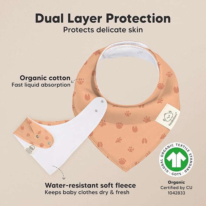 8-Pack Organic Baby Bandana Bibs for Boys, Girls - Super Absorbent Triangle Baby Bibs for Drooling and Teething Infant, 100% Cotton Extra Soft for Newborn, Infant 0-36 Months (Wilderness)