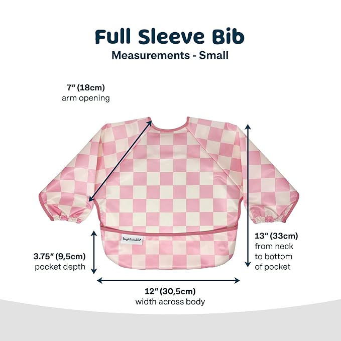 Tiny Twinkle Long Sleeve Bib for Babies & Toddlers – Waterproof Smock Bib for Eating – Machine Washable & Mess-Proof, Baby Feeding Essential & Shower Must-Have(Hearts, 6–24M)
