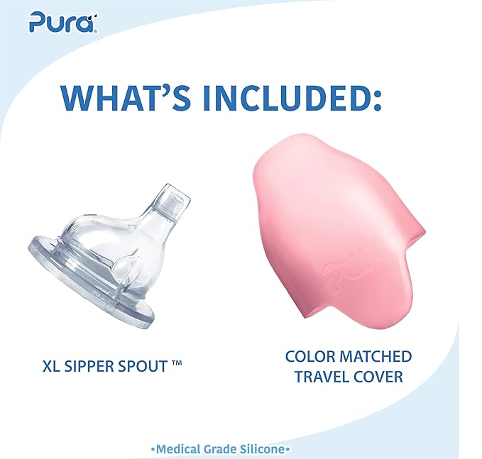 Pura Kiki 11oz/325ml Stainless Steel Sippy Cup Bottle w/Sleeve, Plastic-Free, MadeSafe Certified, Medical-Grade XL Silicone Sipper Spout Fast Flow for Kids, Toddlers, Babies & Infant - Unicorn