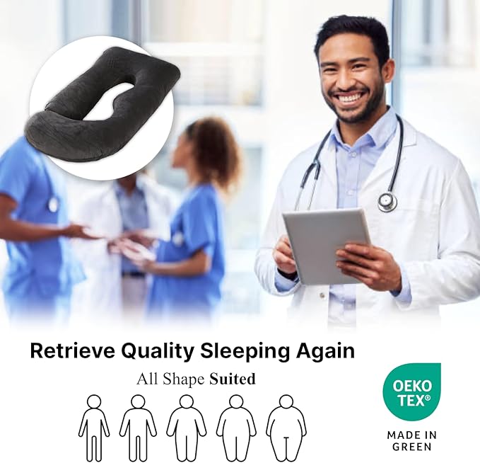 Pregnancy Pillow, Full Body 57 Inch Maternity Pillow with Removable Washable Cover - Sleep Support for Legs, Back, Neck, Shoulder, HIPS, Belly for Pregnent Women, Black Grey Velvet Cover