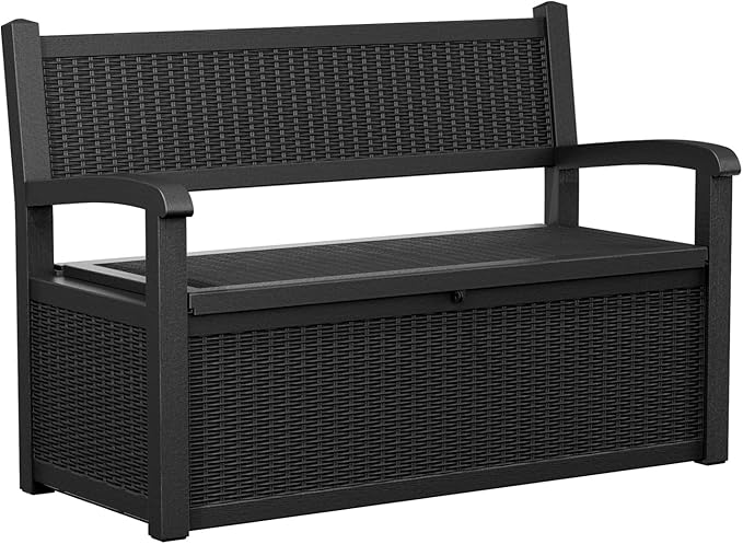 Outdoor Storage Bench - Waterproof Resin Patio Bench with Storage, All-Weather Durable Design for Garden, Deck, or Patio