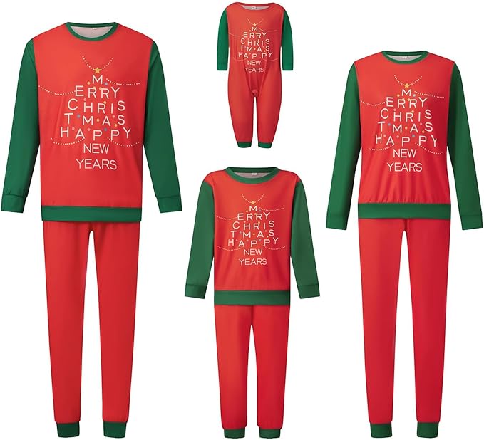 Awoscut Christmas Family Matching Pajamas Christmas Pjs Holiday Nightwear Sleepwear Sets Long Sleeve Pjs