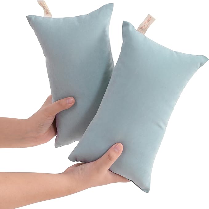 NTBAY Tiny Pillows, Down Alternative 7"x11" Microfiber Mini Pillows for Travel, Pets, Soft Machine Washable Small Pillow for Neck, Wrist, Lumbar and Knee, Sea Green