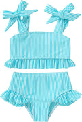 YOUNGER TREE Toddler Girls Two Pieces Swimsuit Color Block Stripe Swimwear Summer Beach Bathing Suit 18M-5T