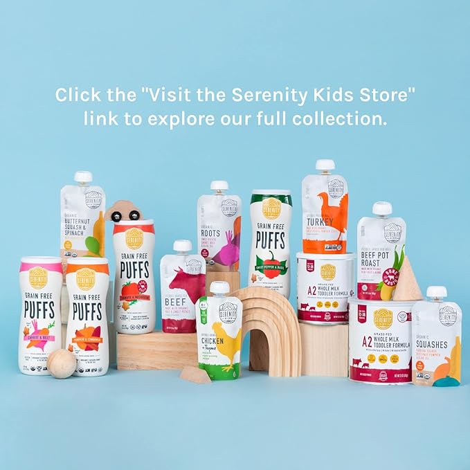 Serenity Kids 6+ Months Organic Veggie Puree Baby Food Pouches - No Added Sugar & Allergen Free - BPA-Free Baby Snacks & Toddler Food with Sweet Potato & Parsnip - 3.5 Oz, 12 Pack