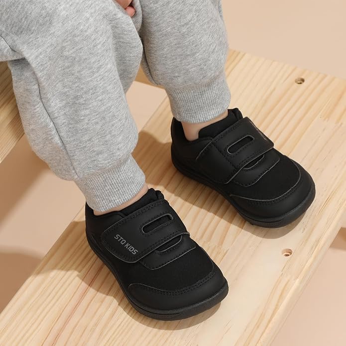 Toddler Wide Toe Box Barefoot Shoes Boys Girls Zero Drop,Baby First Walking Shoes Glitter Little Kids Sneakers Non-Slip Preschool Running Tennis Canvas Casual Preschool Outdoor Activities