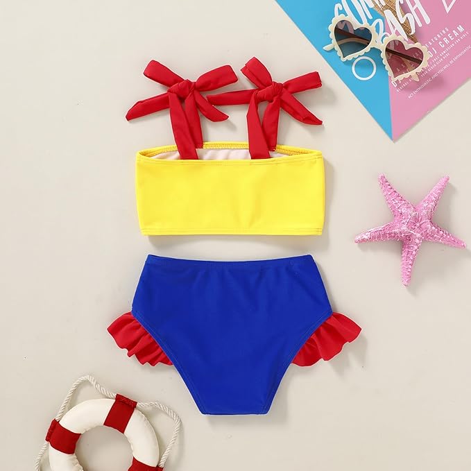 YOUNGER TREE Toddler Girls Two Pieces Swimsuit Color Block Stripe Swimwear Summer Beach Bathing Suit 18M-5T