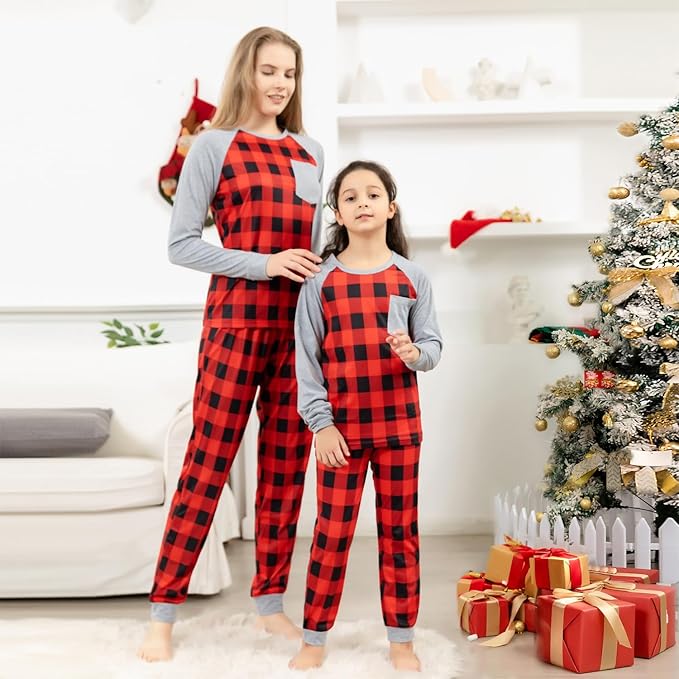 Schbbbta Family Matching Pajamas Holiday Sleepwear Long Sleeve Pjs Sets