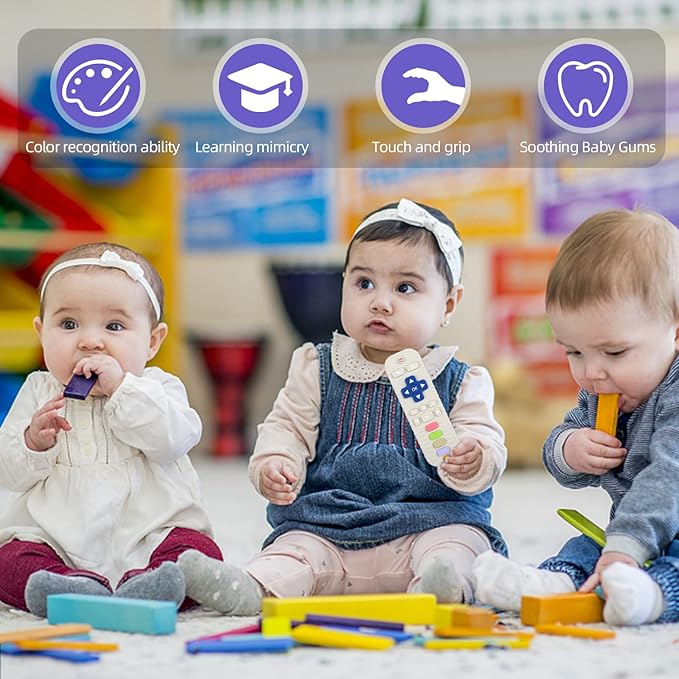 Chuya Silicone Baby Teether Toy TV Remote Control Shape Chew Toy for Babies 3+ Months, Teething Relief Baby Toys for Infants (White)