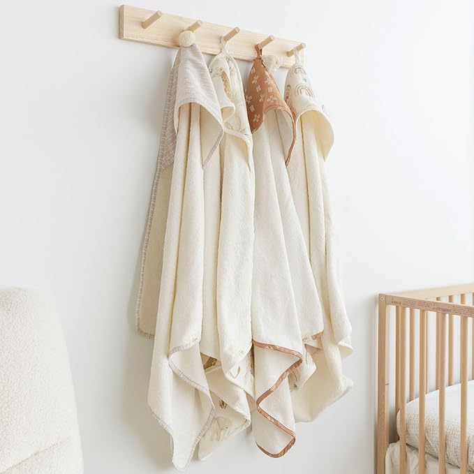 Crane Hooded Towel - 100% Cotton Terry Cloth, Neutral Dot, 30" x 30", Hooded Baby Beach & Bath Towel