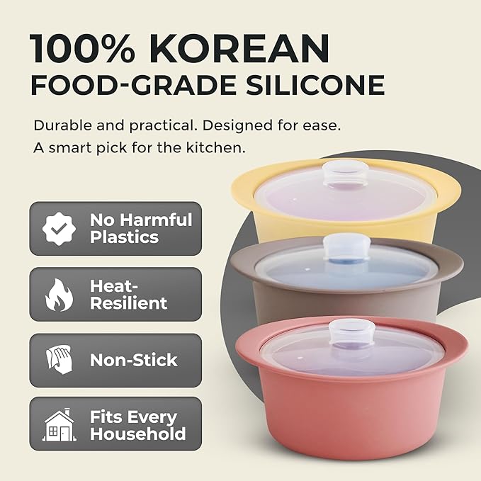 40oz Platinum Silicone Microwave Steamer Pot with Handle & Lid - Korean 100% Food-Grade Steamer Bowl, Heat-Resistant Cooker with Steam Holes, Easy Clean, Dishwasher Safe, Dry Rose