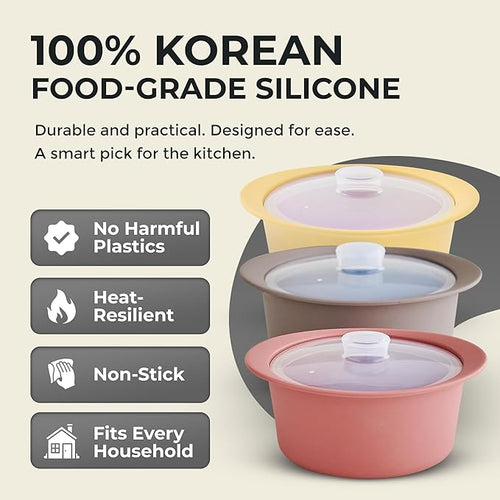 27oz Platinum Silicone Microwave Steamer Pot with Handle & Lid - Korean 100% Food-Grade Steamer Bowl, Heat-Resistant Cooker with Steam Holes, Easy Clean, Dishwasher Safe, Dry Rose