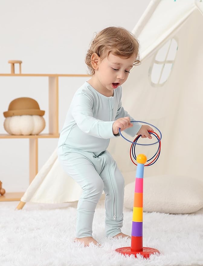 JunNeng Viscose from Bamboo Sleeper with Mittens, 2 Way Zipper Baby Boy Pajamas, Non Slip Sleep'N Play Romper