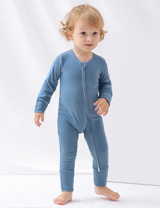 JunNeng Viscose from Bamboo Sleeper with Mittens, 2 Way Zipper Baby Boy Pajamas, Non Slip Sleep'N Play Romper