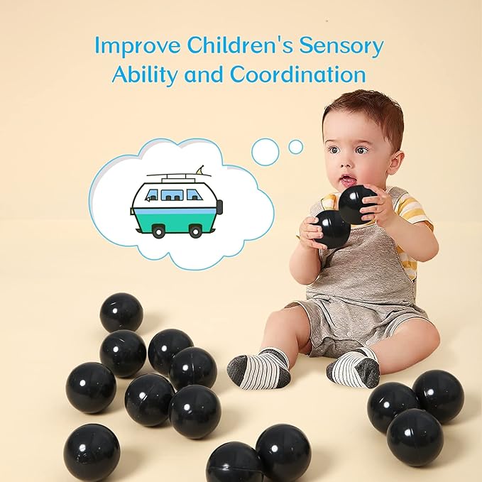 Ball Pit Balls for Kids, Plastic Refill 2.2 Inch Balls, 100 Pack, Bright Colors, Phthalate and BPA Free, Includes a Reusable Storage Bag with Zipper