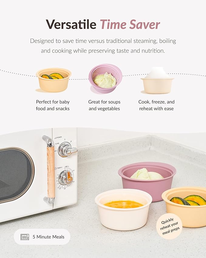 Moyuum Silicone Microwave Steamer | Made in Korea, Baby Food Maker Bowl with Lid, Egg and Vegetable Steam Cooker, Japanese Donabe Inspired Cooking Pot, Dishwasher Safe (Large, TerraCotta)