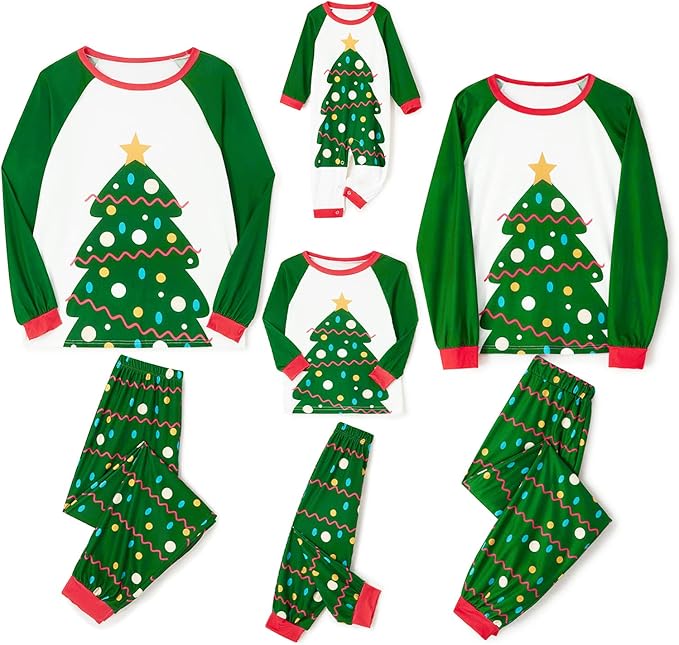Awoscut Christmas Family Matching Pajamas Christmas Pjs Holiday Nightwear Sleepwear Sets Long Sleeve Pjs