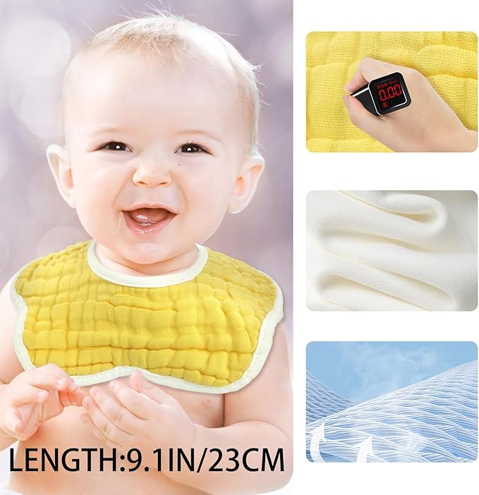 Baby Bibs Muslin Bibs for Baby Girl Boy for Drooling and Teething 10 Pack