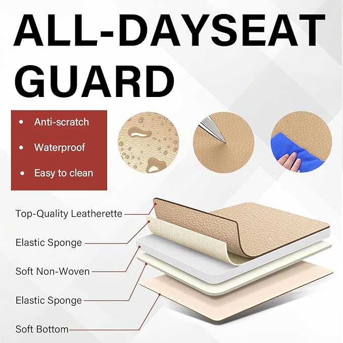 Leather Car Seat Covers Fit for LR Range Rover Sport 2023-2025, 5 Seater Waterproof and Wear-Resistant Seat Cover Interior Accessories(Full Set,Beige)