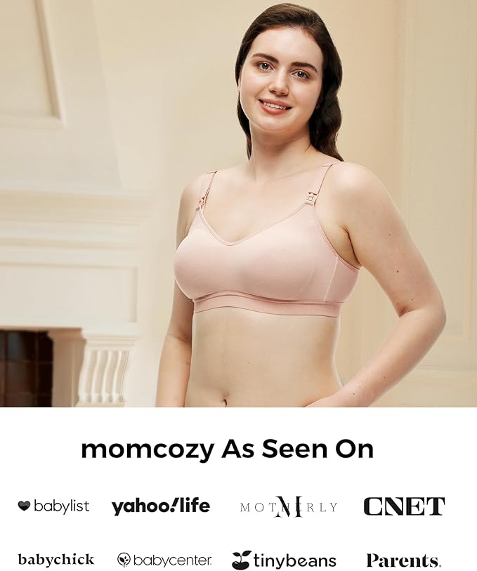 Momcozy Hands-Free Pumping Bra, Wireless & Seamless HF010 Breast Pump Bra, Breathable Tencel™ Fabric & Fully Fixed Cups