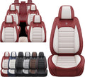 JOJ Car Seat Cover Fit for Toyota Highlander 2001-2025,7 Seat Car Seat Cover,No-Slip Waterproof Breathable Faux Leather Automotive Seat Covers Auto Interior Covers,Full Set,Cream Red