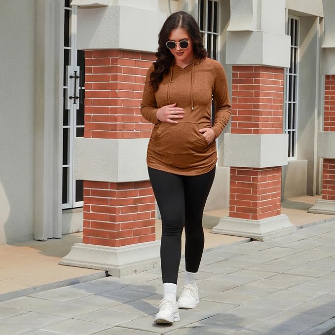 GINKANA Maternity Hoodie Long Sleeves Shirts Casual Maternity Top Pregnancy Sweatshirt Casual Clothes