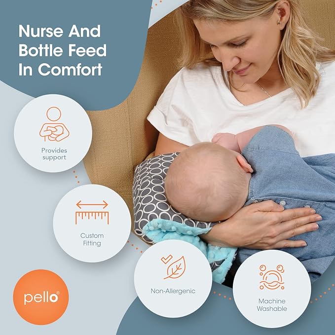 Pello Comfy Cradle Nursing Arm Cushion, Breastfeeding and Bottle Feeding, Travel-Friendly and Washable, Reversible Nursing Pillow for Newborn, (Poppy Pink)