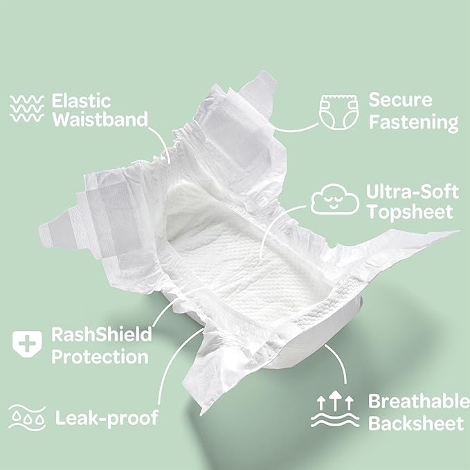 Parasol Clear+Dry Disposable Diapers and Clear+Pure Wipes, RashShield Protection, Size 1 (7-14 lbs), Diaper Bundle of 240 Diapers & 240 Wipes