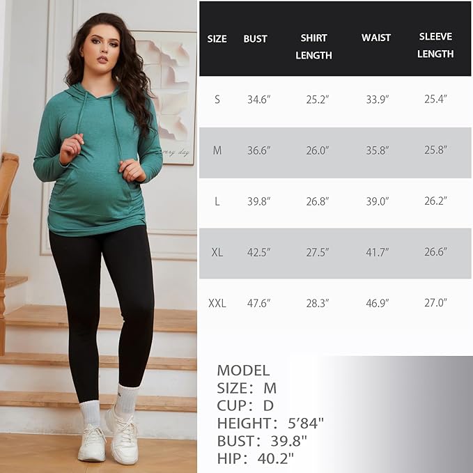 GINKANA Maternity Hoodie Long Sleeves Shirts Casual Maternity Top Pregnancy Sweatshirt Casual Clothes