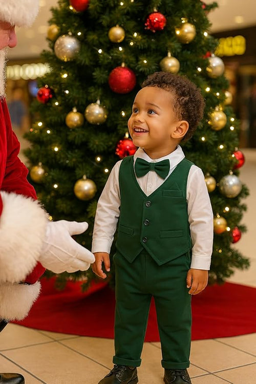 A&J DESIGN Baby Boy Suits Clothes Infant Toddler Formal Gentleman Outfits, Dress Shirt + Vest + Bow Tie + Pants Wedding Set