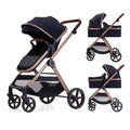 2 in 1 Baby Stroller, Newborn Infant Toddler Convertible Bassinet Pram Stroller for 0-36 Months Old Babies (Black)