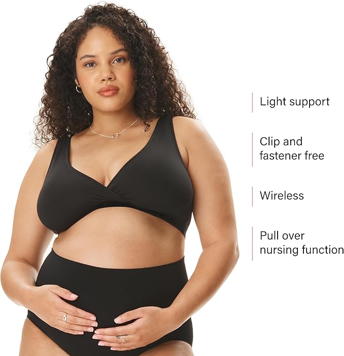 Motherhood Maternity Womens Soft Cotton Spandex Wrap Front Maternity & Nursing Sleep Bralette Bra S-3x