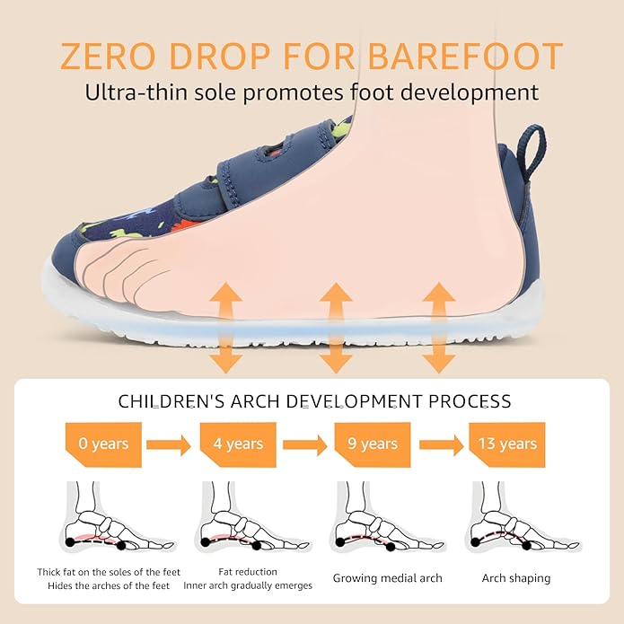 Toddler Wide Toe Box Barefoot Shoes Boys Girls Zero Drop,Baby First Walking Shoes Glitter Little Kids Sneakers Non-Slip Preschool Running Tennis Canvas Casual Preschool Outdoor Activities