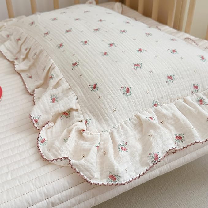 BuLuTu Toddler Pillowcase Cotton Muslin Kids Pillow Cases with Envelope Closure Soft Pillow Protectors Toddler Boys Girls Small Pillow Covers for Sleeping Traveling, 1 Piece,Berry Pattern,14"x20"