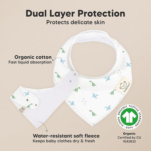 8-Pack Organic Baby Bandana Bibs for Boys, Girls - Super Absorbent Triangle Baby Bibs for Drooling and Teething Infant, 100% Cotton Extra Soft for Newborn, Infant 0-36 Months (Roarsome)