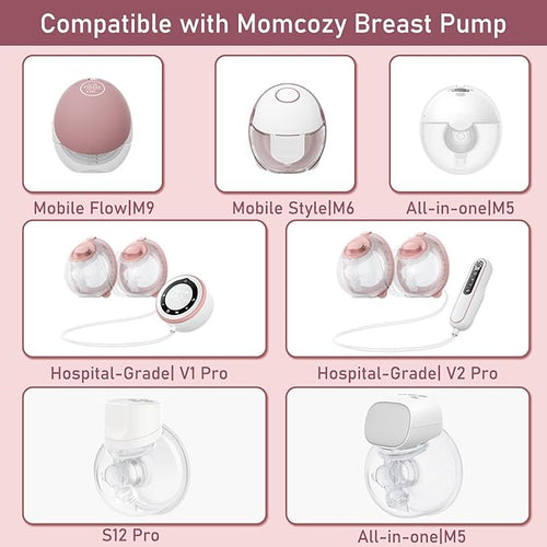 4pcs Flange Inserts 21mm Compatible with Momcozy M9/M6/M5/V1 Pro/V2 Pro/S12 Pro/S9 Pro Wearable Breast Pump, for Momcozy Breast Pump Replacement Parts, Reduce 24mm Nipple Tunnel Down to 21mm