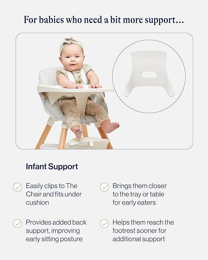 Lalo The High Chair Infant Kit - Convertible Wooden High Chair for Babies & Toddlers with Infant Support & Cushion, Grows with Your Child, Dishwasher Safe Tray, Adjustable Footrest Blueberry