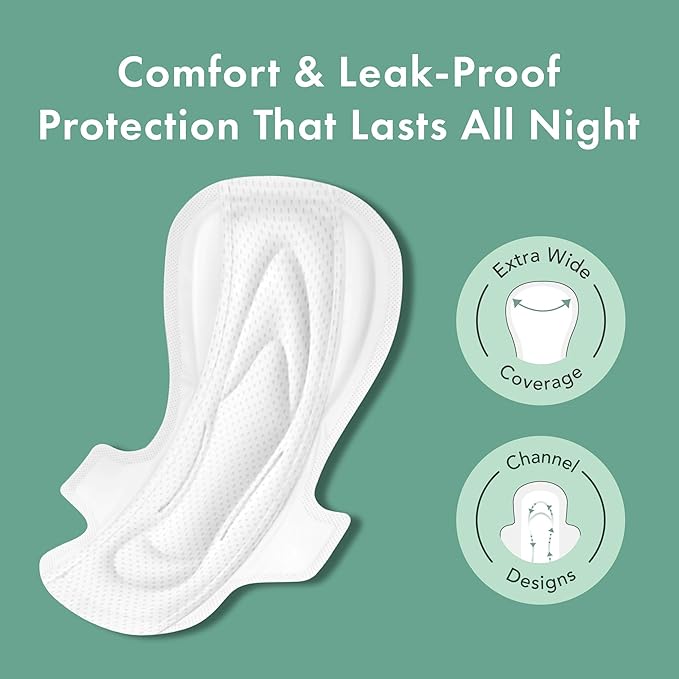 Rael Pads for Women, Organic Cotton Cover - Period Pads with Wings, Feminine Care, Sanitary Napkins, Ultimate Absorbency, Unscented, Ultra Thin (Extra Long Overnight, 24 Count)